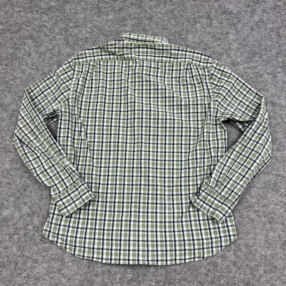 J Crew Shirt Mens XL Green Plaid Flex Washed Slim Untucked Button Up Stretch